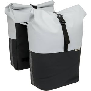 Dubbele fietstas New Looxs Nyborg MIK 34 liter - 30 x 17 x 37cm (x2) - lichtgrijs/zwart