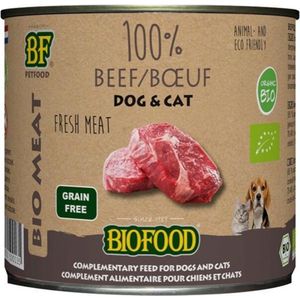 12x BF Petfood Biofood Organic Hond en Kat 100% Rund 200 gr