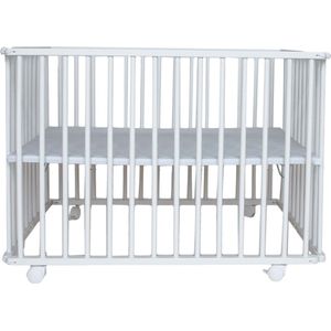 Prénatal Basis Babybox Inklapbaar – Baby Box – Kinderbox op Wieltjes – 100 x 75 cm - Wit
