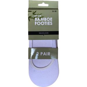 Bamboe Footies / No show sokken - Wit - 6 paar - Maat 35/38 - Naadloos