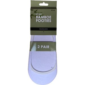 Bamboe Footies / No show sokken - Wit - 6 paar - Maat 43/46 - Naadloos