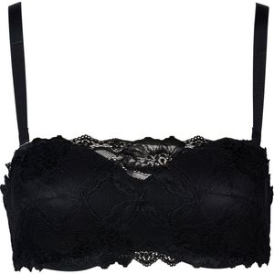 Anna - Strapless Bandeau Beha - Kleur: Zwart - Materiaal: Kant