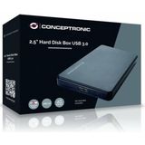 Conceptronic - Mini Harddisk Box - USB 3.0 - Zwart - Lichtgewicht
