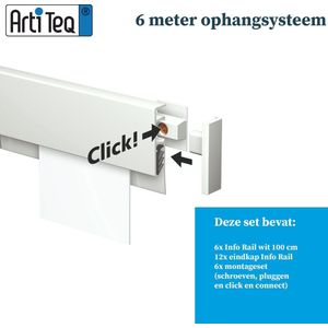 Artiteq Info Rail 6x 100 cm wit schilderij ophangsysteem incl. montageset 9.6860S