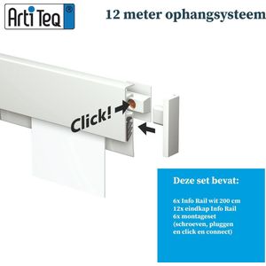 Artiteq Info Rail 6x 200 cm wit schilderij ophangsysteem incl. montageset 9.6861S