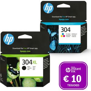HP 304 - Inktcartridge - Origineel - 304XL Zwart & 304 Kleur + Instant Ink tegoed