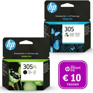 HP 305 - Inktcartridge 305XL zwart & 305 kleur + Instant Ink tegoed