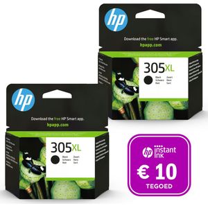 HP 305XL - Inktcartridge - Origineel - 2x 305XL Zwart + Instant Ink tegoed