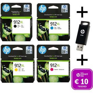HP 912 XL - Inktcartridges - Origineel - Hoge capaciteit - Multi Bundel - Met Gratis 32 GB USB Stick & Instant Ink tegoed