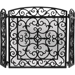Haardscherm 98x59 Zwart - Gietijzer - Klassiek