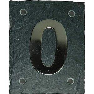 Esschert Design Huisnummer 0 van roestvrij staal, lettertype Arial, ca. 6 cm x 9,5 cm