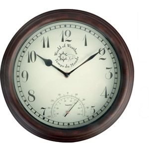 Esschert Design Stationsklok met Thermometer 30,5 cm TF007