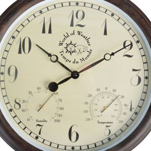 Buitenklok - Waterdicht - Met Hygrometer en Thermometer - Arabische Cijfers