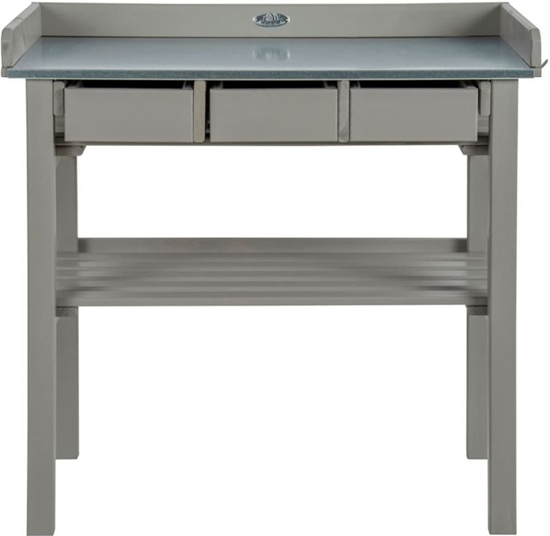 Esschert Design - CF29G - Tuinwerktafel - Grijs - Grenenhout en Zink