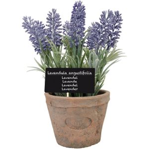 Kunstplant lavendel in terracotta pot 23 cm