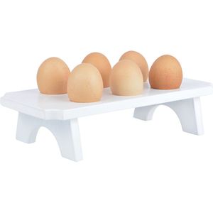 Esschert Design eierhouder - hout - wit - voor 6 eieren