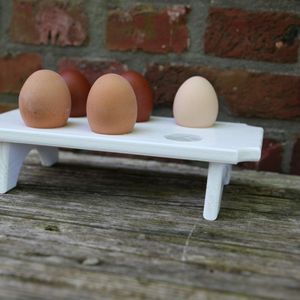Esschert Design eierhouder - hout - wit - voor 6 eieren
