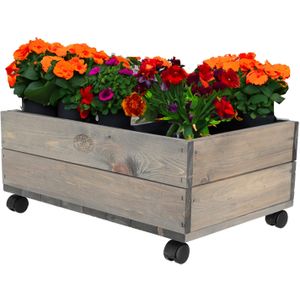 Esschert Design - Plantenbak Op Wielen - Vurenhout - 59 x 39,2 x 25,2 cm