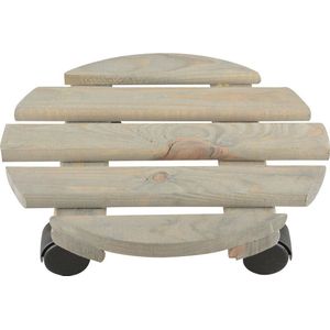 Esschert Design Plantentrolley - op zwenkwielen - hout - 28 cm - tot 100 kg