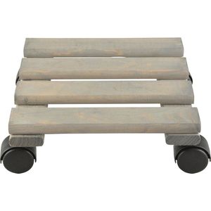 Esschert Design Plantentrolley - vierkant - 23 cm - tot 100 kg - hout - trolley voor kamerplanten