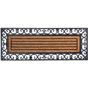Esschert Design Vuilvangmat, deurmat in zwart van rubber, met kokosvulling, rechthoekig, extra breed, ca. 120 cm x 45 cm