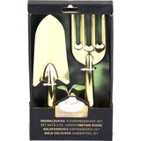 Gouden tuinschep/plantenschep en handhark metaal 27 cm - Tuingereedschap set 2-delig