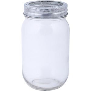 Glazen bloemenvaas/jar met schikdeksel 13 cm - Bloempotjes voor binnen - Kruidenpotten