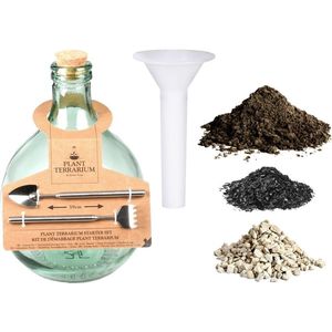 plant terrarium - ecosysteem 5 liter incl kool - grind - aarde - trechter