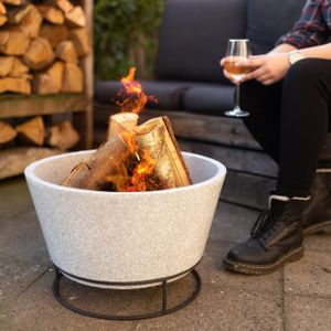 Esschert Design - Vuurschaal keramiek betonlook - Vuurschaal - Staal - Grijs