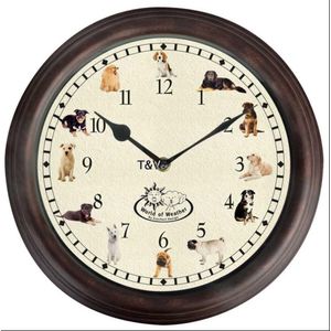 Esschert Design - Tafelklok - Bruin en Wit - PP en PVC - Honden Geluiden