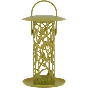 Vogel voedersilo met tray voor vetbollen groen kunststof 27 cm - Vogelvoederhuisje - Vogelvoer - Vogel voederstation