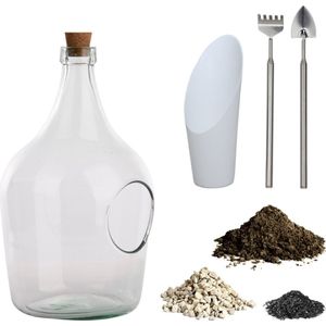 Esschert Design DHZ Set Open Terrarium Fles 3 Liter Transparant