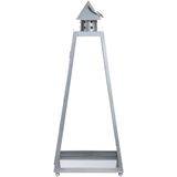 Grijze tuin lantaarn/windlicht van ijzer 21,8 x 21,8 x 54,3 cm - Tuinverlichting - Kaarsenhouders - Lantaarns