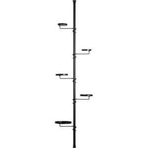 Esschert Design Telescopische etagere - 210cm t/m 301cm - Verstelbaar - 5 niveau's - Zwart