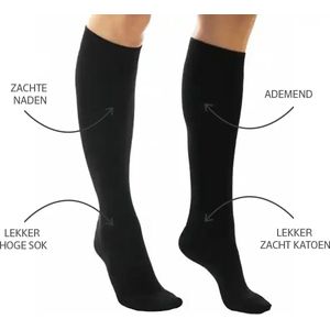 Yellowmoon - Katoenen Kniekous - Blauw - 70% Katoen, 25% Polyamide, 5% Elastaan