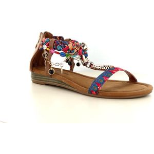 Lascana - Sandalen - Roze/Camelkleur - Vegan - Met Sierketting en Sierstenen