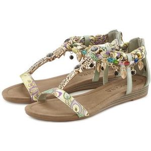 LASCANA Sommerschuh Sandale Sandalette, Sommerschuh mit Schmuckkettchen und Schmucksteinen VEGAN