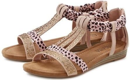 LASCANA Sandale »Sommerschuh«, Sandalette, Sommerschuh mit Verzierung und kleinem Keilabsatz VEGAN