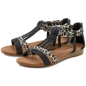 LASCANA Sommerschuh Sandale Sandalette, Sommerschuh mit Verzierung und kleinem Keilabsatz VEGAN