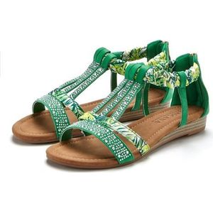 LASCANA Sandale »Sommerschuh«, Sandalette, Sommerschuh mit Verzierung und kleinem Keilabsatz VEGAN
