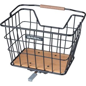 Basil - Nordland Fietsmand - Zwart/Naturel Bruin - Staal - 23 Liter