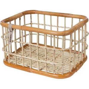 Basil Green Life - Rattan Fahrradkorb - groß - vorne - naturbraun