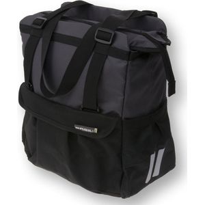 Basil Shopper XL - sportliche und trendige Fahrradtasche für Einkauf und Strand, schwarz-anthrazit, 20L