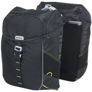 Basil Miles MIK Dubbele Fietstas, Zwart Limoen, 34 Liter