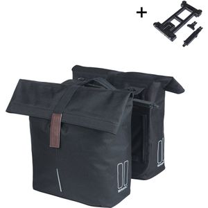 Basil - City Dubbele Fietstas - Zwart - Waterafstotend Polyester - 28-32 Liter