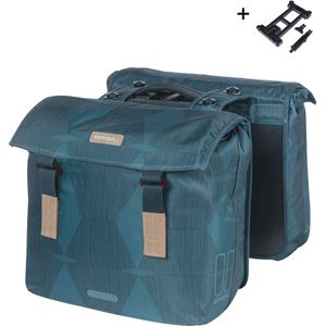 Basil - Elegance - Dubbele Fietstas - Estate Blue - Waterafstotend Gerecycled PET