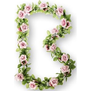 Basil Roses Flower Garland Bloemenstreng -  Met Rozen – Roze