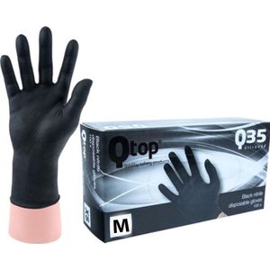 Qtop nitril wegwerp handschoenen latex-en poedervrij - zwart - maat M