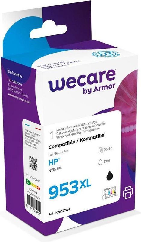 weCare - Cartridge - Zwart - Inhoud 53ml - Compatibel met HP 953XL