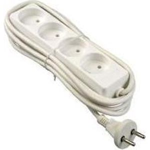 Tafelcontactdoos - 4-Voudig - Wit - 2x1.5 mm² - Lengte 3 Meter